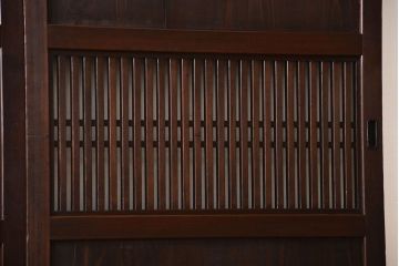 古民具・骨董　シックな格子帯戸2枚セット(和風建具、古民家)