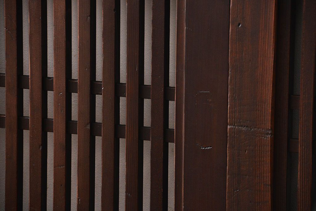 古民具・骨董　シックな格子帯戸2枚セット(和風建具、古民家)