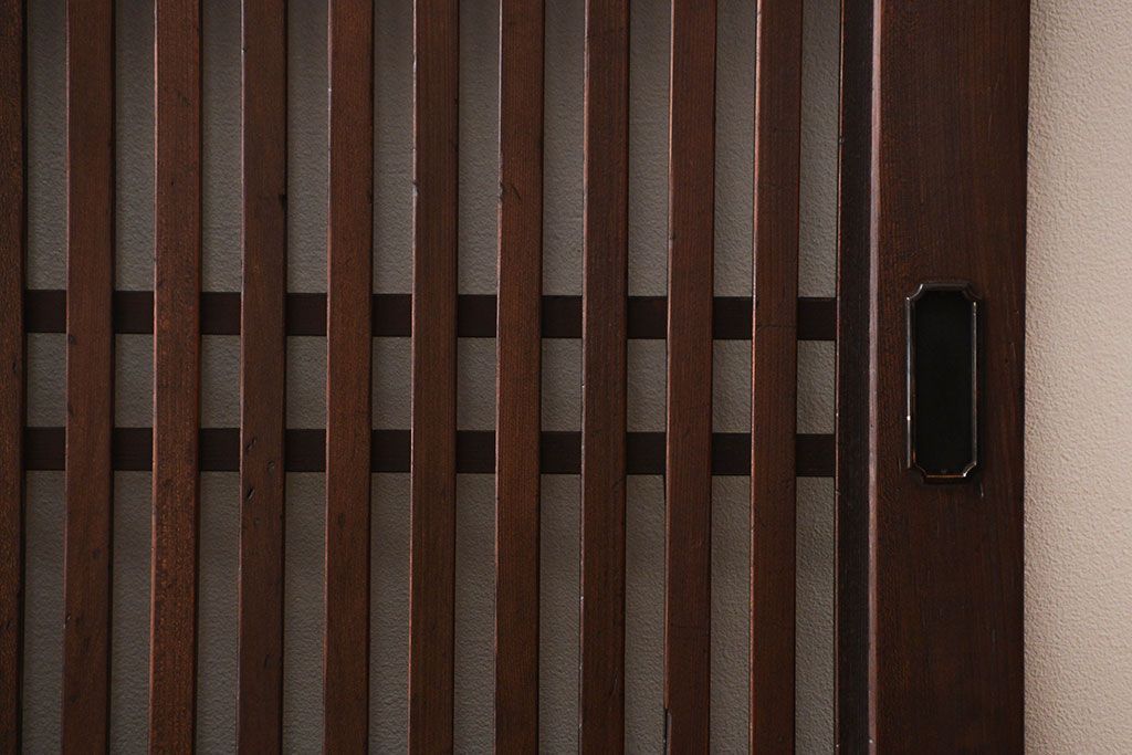 古民具・骨董　シックな格子帯戸2枚セット(和風建具、古民家)