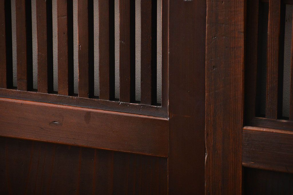 古民具・骨董　シックな格子帯戸2枚セット(和風建具、古民家)