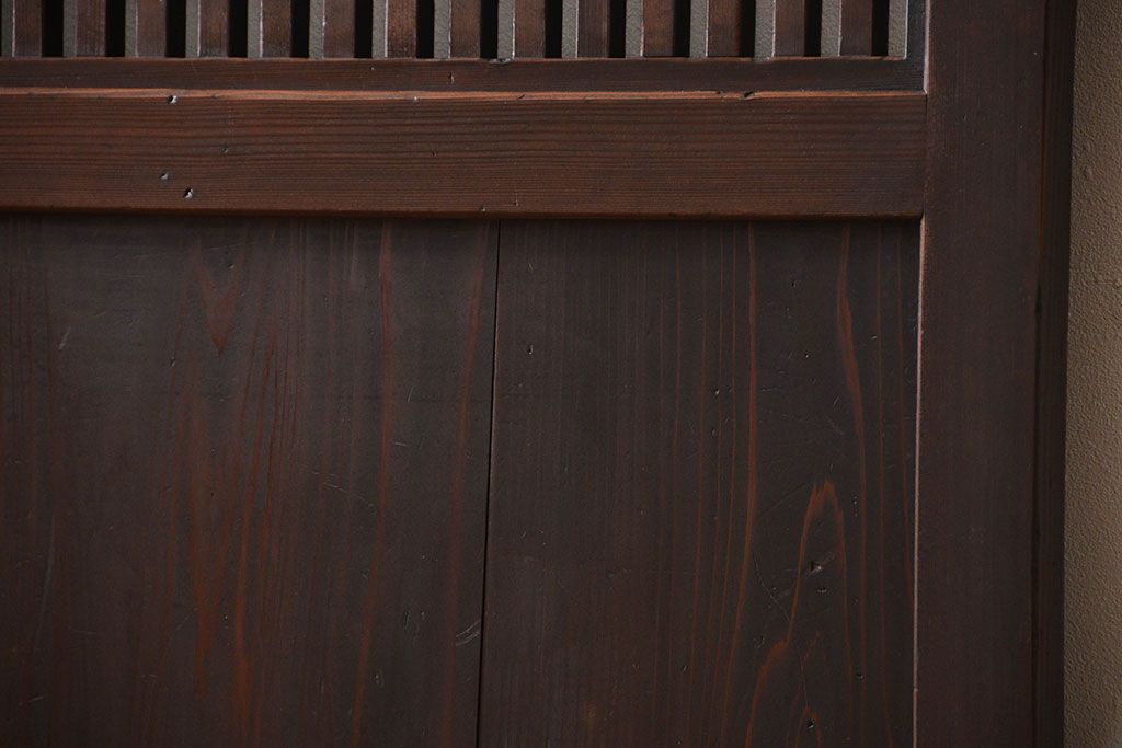 古民具・骨董　シックな格子帯戸2枚セット(和風建具、古民家)