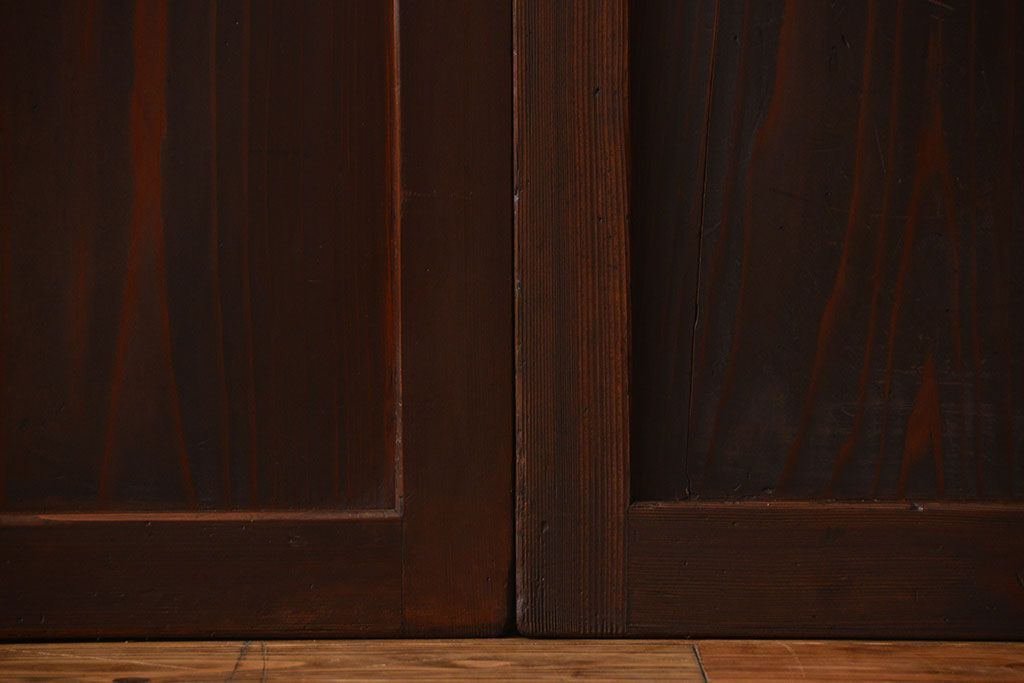 古民具・骨董　シックな格子帯戸2枚セット(和風建具、古民家)