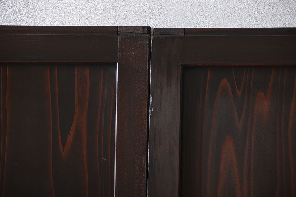 古民具・骨董　シックな格子帯戸2枚セット(和風建具、古民家)