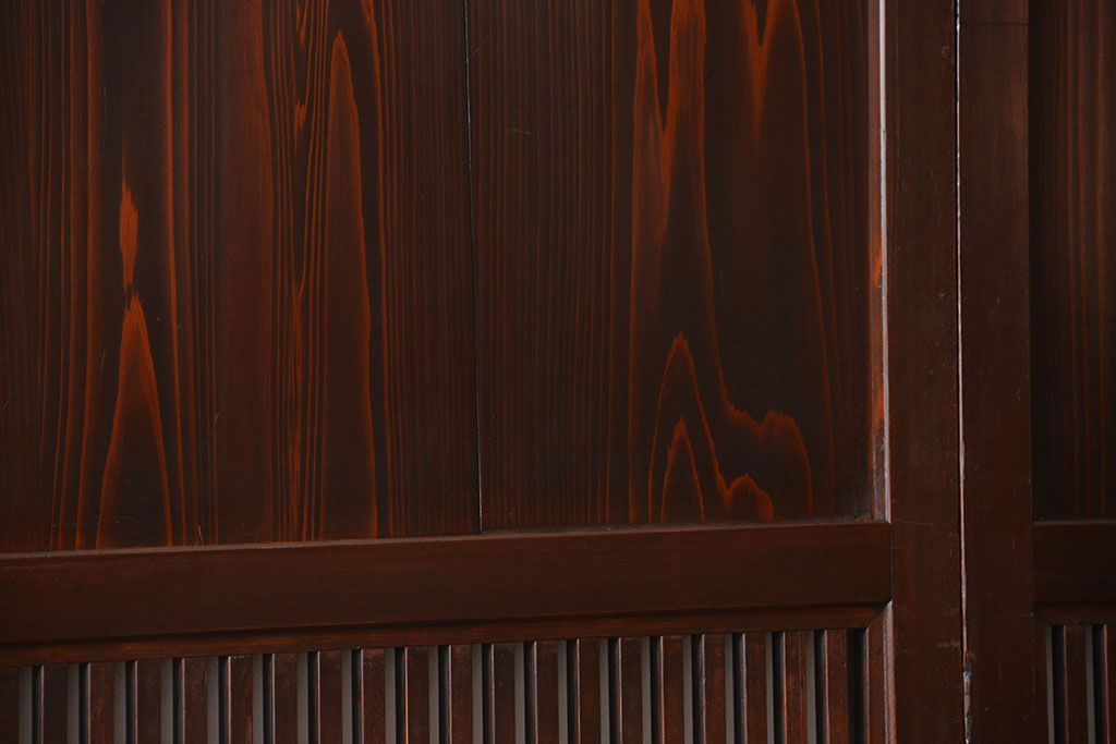 古民具・骨董　シックな格子帯戸2枚セット(和風建具、古民家)