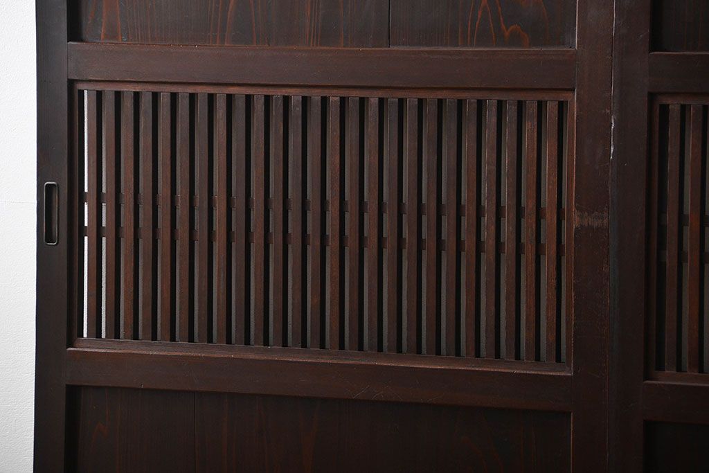 古民具・骨董　シックな格子帯戸2枚セット(和風建具、古民家)