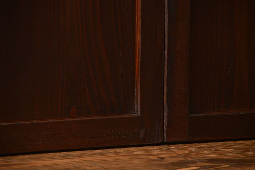 古民具・骨董　シックな格子帯戸2枚セット(和風建具、古民家)