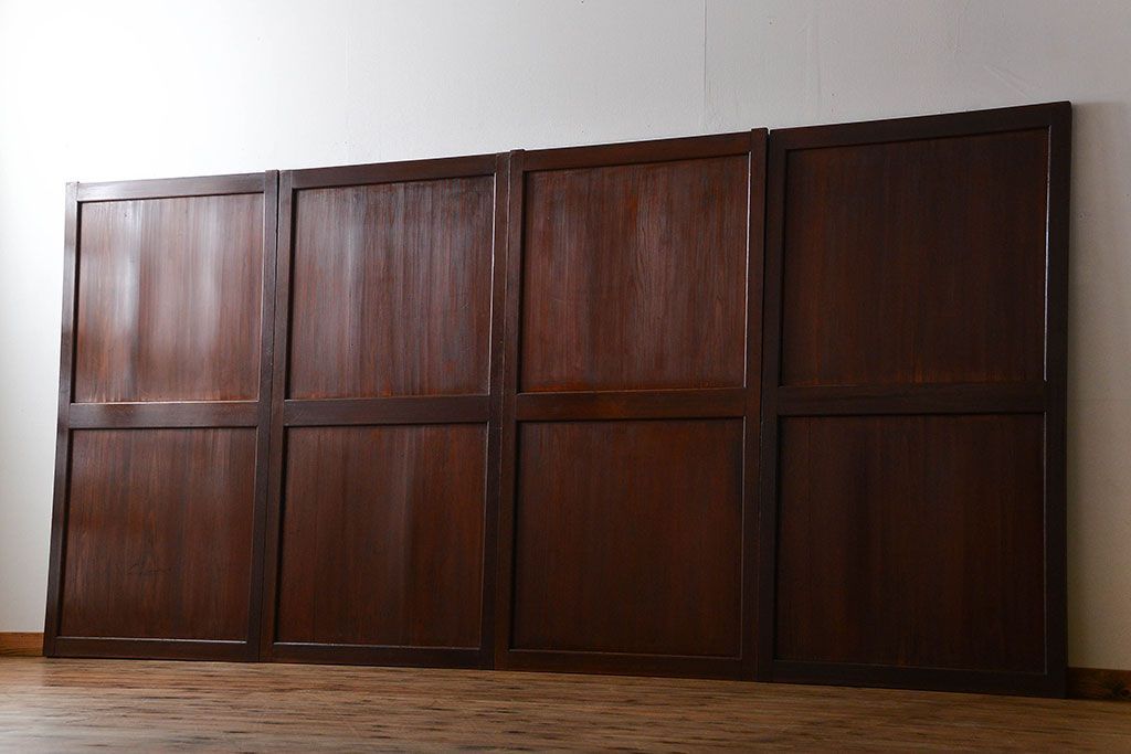 古民具・骨董　古い帯戸4枚セット(和風建具、板戸)