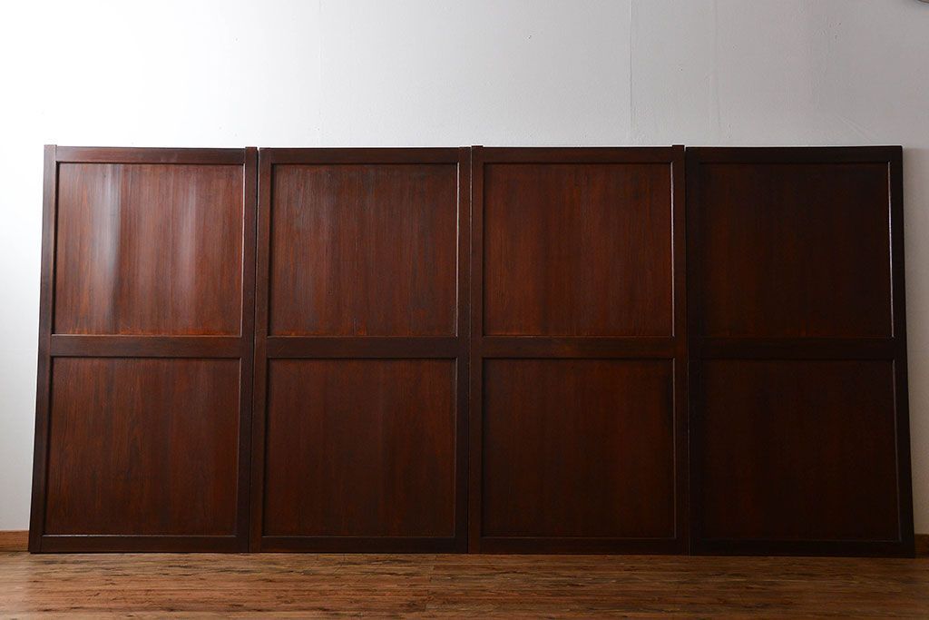 古民具・骨董　古い帯戸4枚セット(和風建具、板戸)