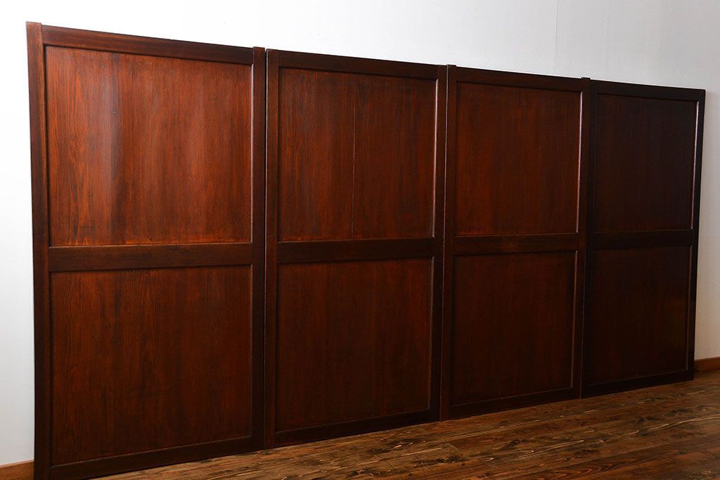 古民具・骨董　古い帯戸4枚セット(和風建具、板戸)