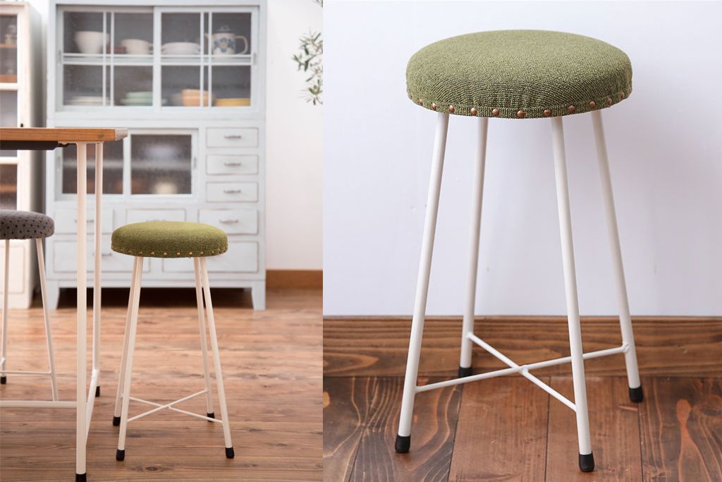 ラフジュ工房オリジナル　ナチュラルカラーペイントのスツール1脚(丸椅子)