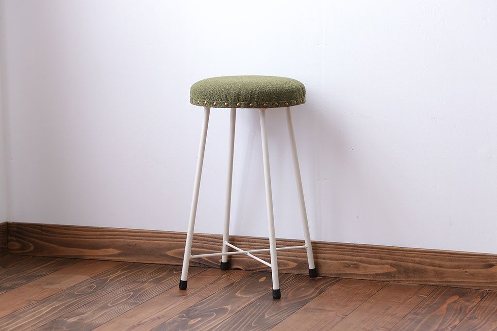 ラフジュ工房オリジナル　ナチュラルカラーペイントのスツール1脚(丸椅子)