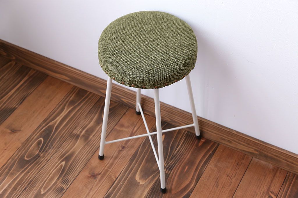 ラフジュ工房オリジナル　ナチュラルカラーペイントのスツール1脚(丸椅子)