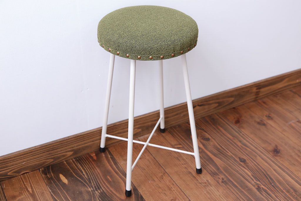 ラフジュ工房オリジナル　ナチュラルカラーペイントのスツール1脚(丸椅子)