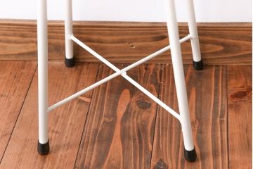 アンティーク家具　ペイントのかわいい座面の丸スツール1脚(椅子、いす)