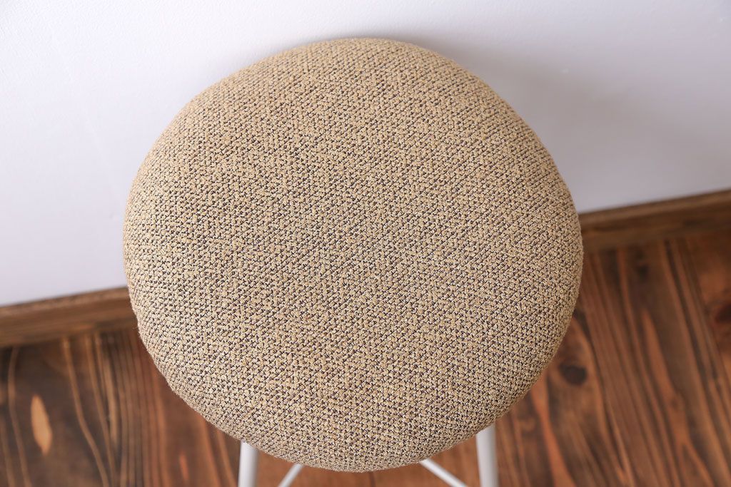 ラフジュ工房オリジナル ペイント鉄脚の丸スツール1脚(3)(椅子、いす)