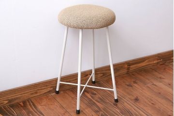 ラフジュ工房オリジナル ペイント鉄脚の丸スツール1脚(3)(椅子、いす)