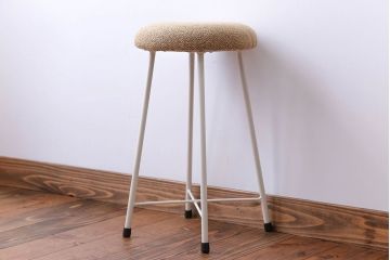 ラフジュ工房オリジナル ペイント鉄脚の丸スツール1脚(3)(椅子、いす)