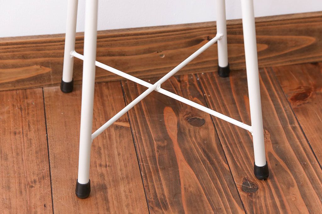 ラフジュ工房オリジナル ペイント鉄脚の丸スツール1脚(3)(椅子、いす)