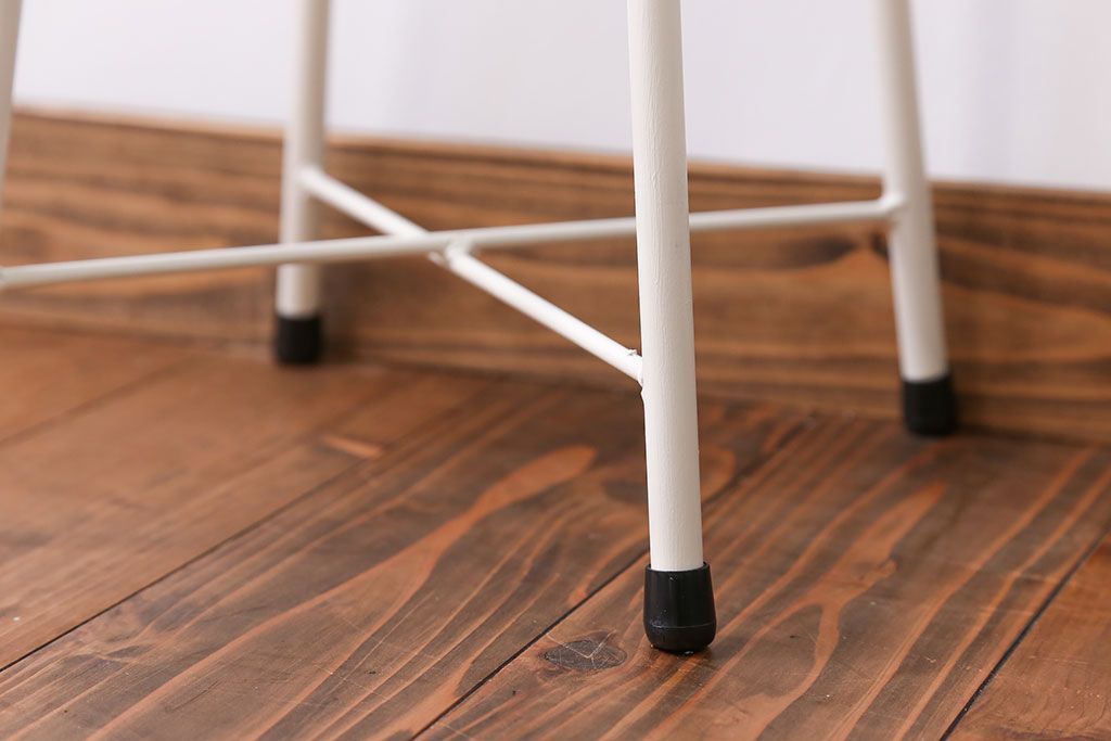 ラフジュ工房オリジナル ペイント鉄脚の丸スツール1脚(3)(椅子、いす)