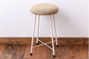 ラフジュ工房オリジナル ペイント鉄脚の丸スツール1脚(3)(椅子、いす)