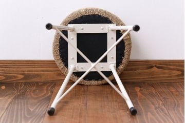 ラフジュ工房オリジナル ペイント鉄脚の丸スツール1脚(3)(椅子、いす)