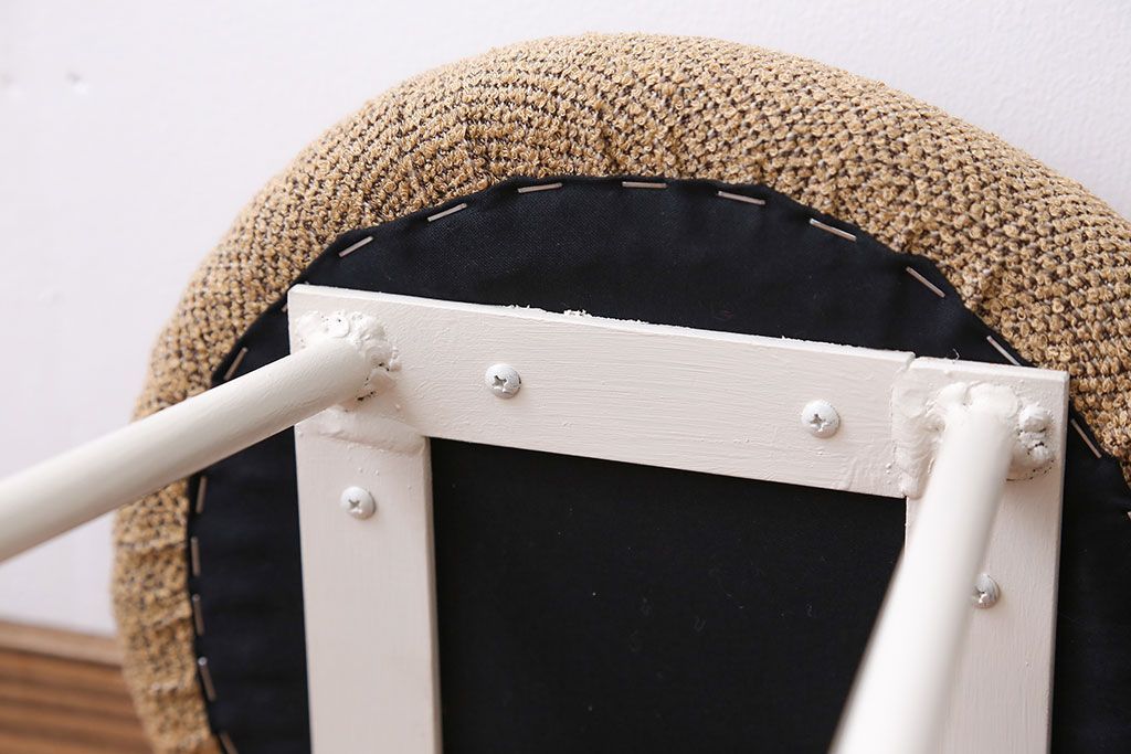 ラフジュ工房オリジナル ペイント鉄脚の丸スツール1脚(3)(椅子、いす)