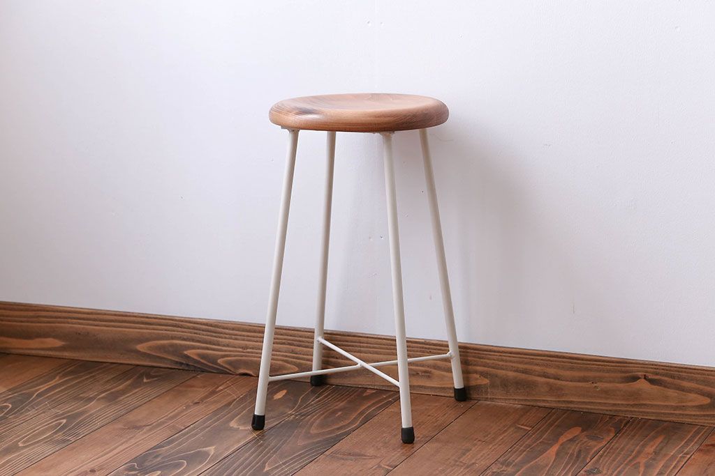 アンティーク家具　ナチュラルなペイントスツール1脚(椅子)