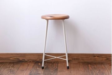 アンティーク家具　ナチュラルなペイントスツール1脚(椅子)