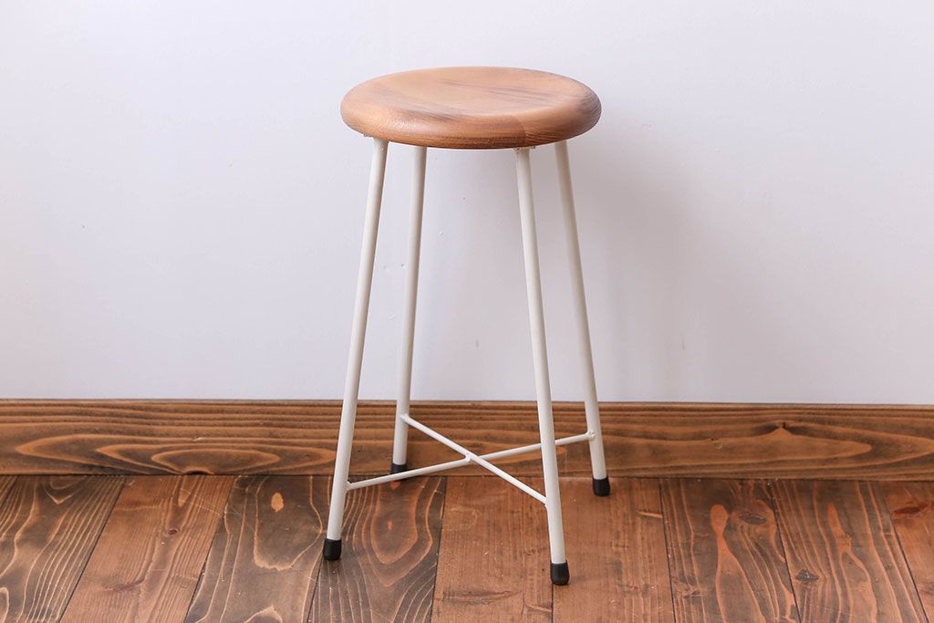 アンティーク家具　ナチュラルなペイントスツール1脚(椅子)