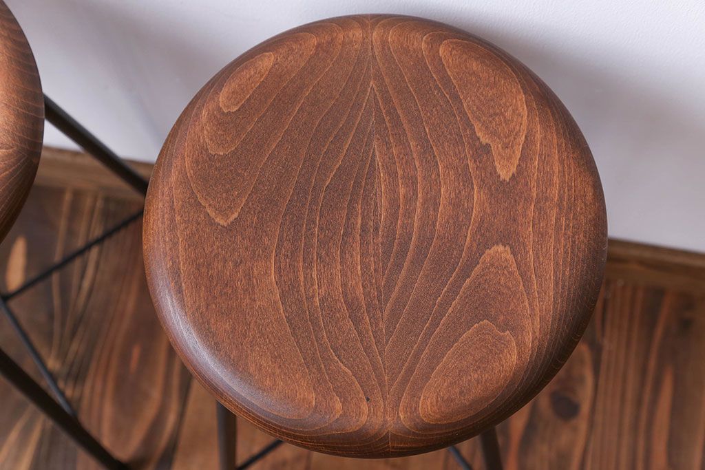 アンティーク家具　ナチュラルなペイントスツール2脚セット(椅子)