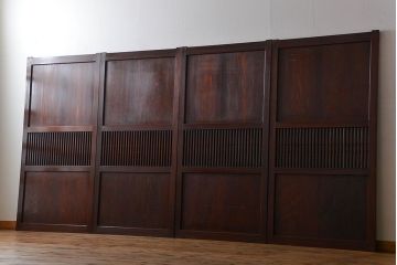 アンティーク　状態の良い格子帯戸4枚セット(古民家、建具)