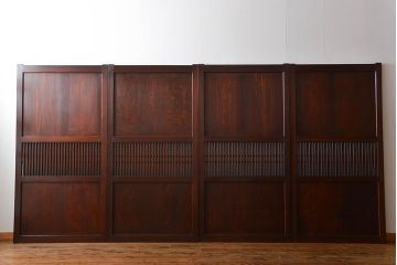 アンティーク　状態の良い格子帯戸4枚セット(古民家、建具)
