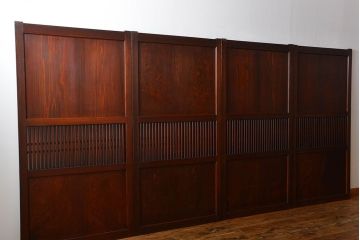 アンティーク　状態の良い格子帯戸4枚セット(古民家、建具)