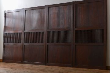 アンティーク　状態の良い格子帯戸4枚セット(古民家、建具)