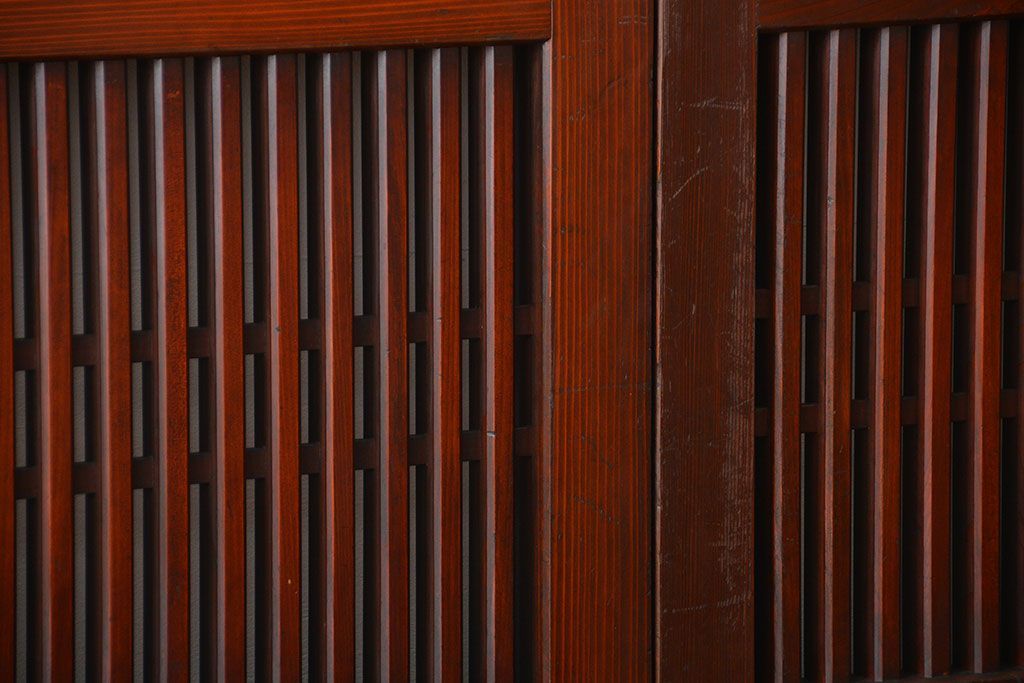 アンティーク　状態の良い格子帯戸4枚セット(古民家、建具)