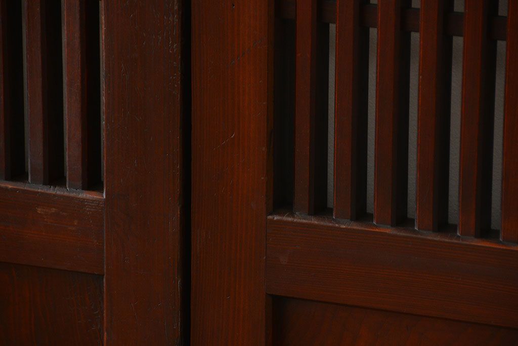 アンティーク　状態の良い格子帯戸4枚セット(古民家、建具)