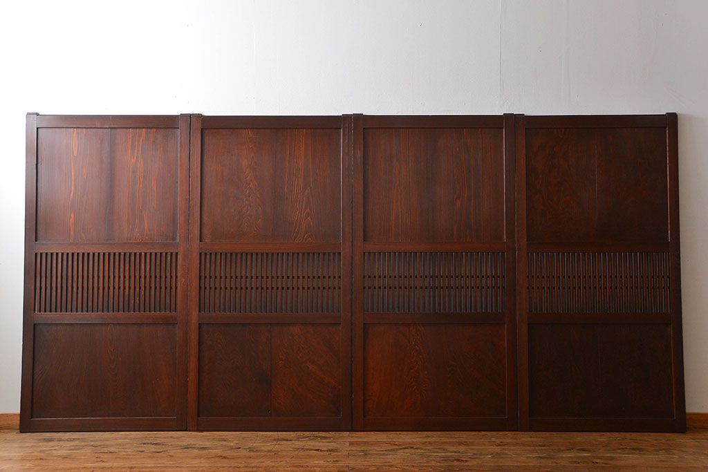 アンティーク　状態の良い格子帯戸4枚セット(古民家、建具)