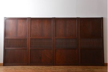 アンティーク　状態の良い格子帯戸4枚セット(古民家、建具)