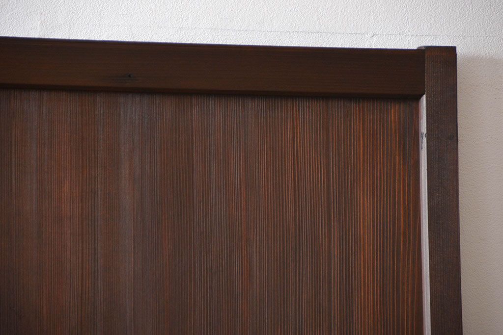 アンティーク　ガラス入りの柾目が美しい上品な帯戸2枚セット(引き戸、ガラス帯戸)