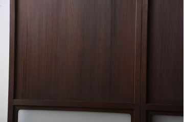 アンティーク　ガラス入りの柾目が美しい上品な帯戸2枚セット(引き戸、ガラス帯戸)