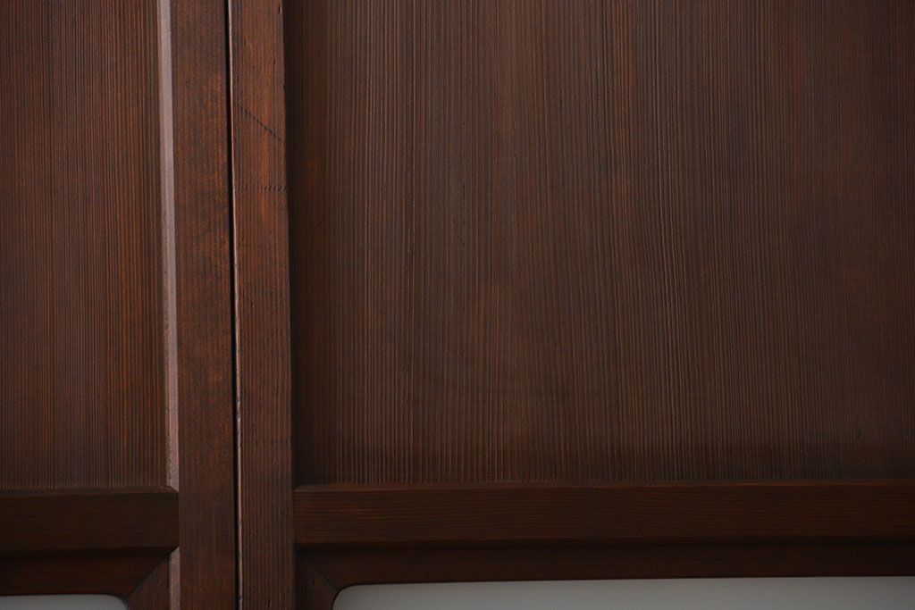 アンティーク　ガラス入りの柾目が美しい上品な帯戸2枚セット(引き戸、ガラス帯戸)