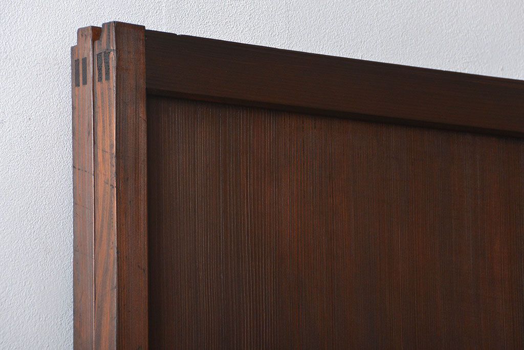 アンティーク　ガラス入りの柾目が美しい上品な帯戸2枚セット(引き戸、ガラス帯戸)