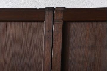 アンティーク　ガラス入りの柾目が美しい上品な帯戸2枚セット(引き戸、ガラス帯戸)