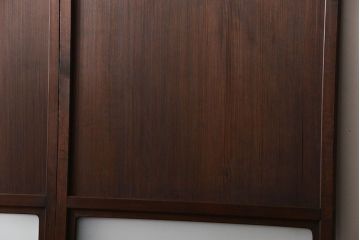 アンティーク　ガラス入りの柾目が美しい上品な帯戸2枚セット(引き戸、ガラス帯戸)