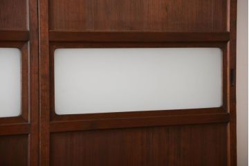 アンティーク　ガラス入りの柾目が美しい上品な帯戸2枚セット(引き戸、ガラス帯戸)