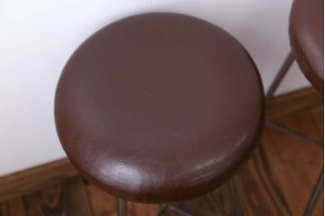 ラフジュ工房オリジナル　座面クッション付きスツール2脚セット(椅子、イス、チェア)