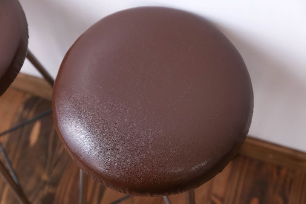 ラフジュ工房オリジナル　座面クッション付きスツール2脚セット(椅子、イス、チェア)