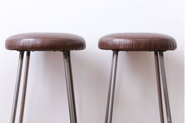 ラフジュ工房オリジナル　座面クッション付きスツール2脚セット(椅子、イス、チェア)