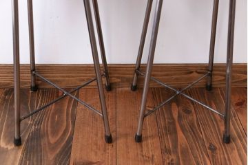 ラフジュ工房オリジナル　座面クッション付きスツール2脚セット(椅子、イス、チェア)