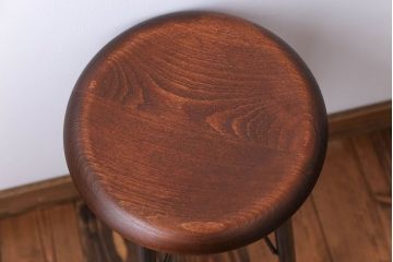 ラフジュ工房オリジナル 鉄脚×木製 丸スツール1脚(椅子、イス)